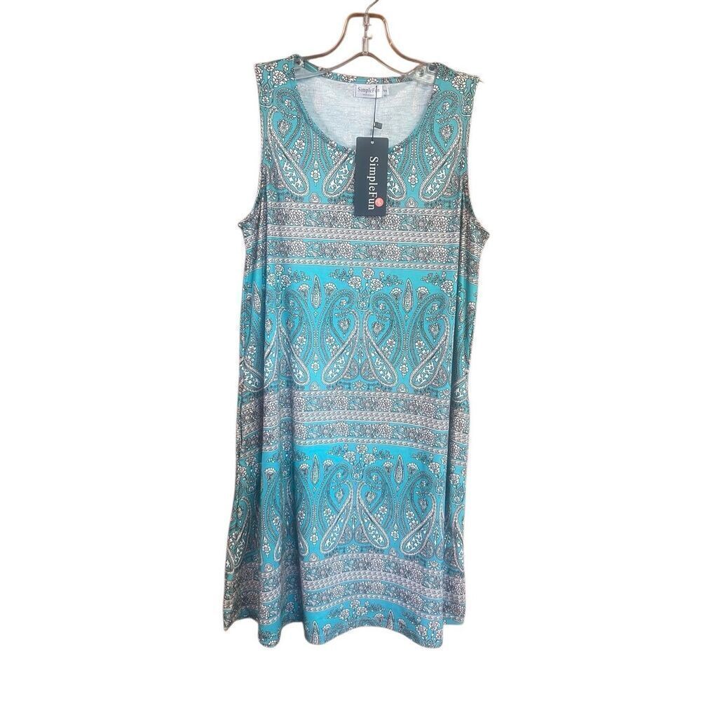 Simple Fun Casual paisley Tank Dress Sz S NWT